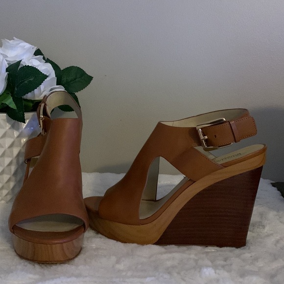 MICHAEL Kors Josephine Leather Peep Toe Wedges - Picture 11 of 13